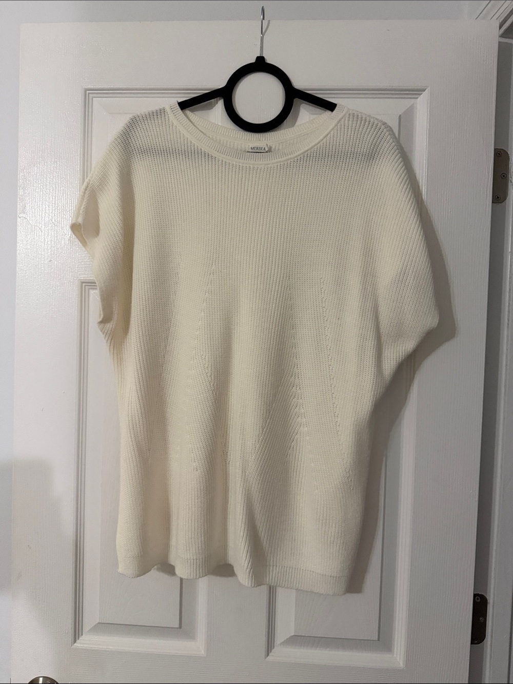 Women’s Mersea Cream Short-Sleeve Crew Knit Sweater